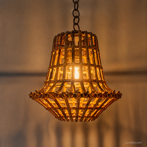 Abat-jour suspendu en rotin brun fait main, finition naturelle, lampe suspendue rustique bohème, lumière décorative d'intérieur - Product Image 5