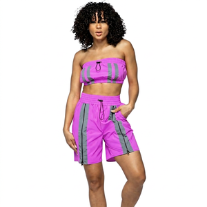 Conjunto Deportivo de Dos Piezas para Mujer, Estilo Y2K, Top sin Tirantes, Shorts Transpirables de Secado Rápido, Tejido 100% Algodón, Casual para Primavera/Verano - Product Image 4
