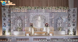 Magnífico Escenario con Espejos Estilo Palacio para Bodas, Decoración Elegante Estilo Mughal, Paneles de Madera Blancos al por Mayor en EE. UU. - Product Image 4
