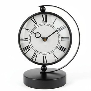 Modern Circular Metal <b>Desk</b> <b>Clock</b> Mechanical Movement Needle Display Silent Non Ticking Battery Operated Traditional Design - Product Image 3