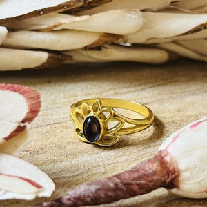 High Demand Amethyst <b>Rings</b> Boho Brass <b>Ring</b> Women 18k Gold Plated Floral Lotus Jewelry <b>Dainty</b> Spiritual Design Wholesale/OEM/ODM - Product Image 4