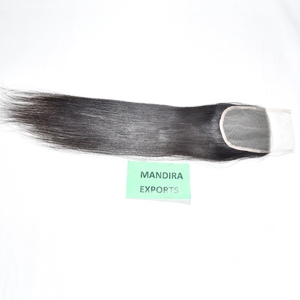 Cabello Humano Natural Indio Sin Procesar HD4*4 con Cierre, Cutículas Alineadas, Liso y Duradero, Cabello de Templo Suave - Product Image 4