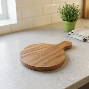 Bandeja Redonda de Madera para Servir, Diseño Rústico, Duradera, para Uso en Interiores, Cocina y Mesa - Product Image 3