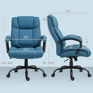 Sedia da Ufficio Blu con Schienale Alto, Altezza Regolabile, Base in Nylon Resistente (Capacità 220 kg), Certificata BIFMA, Seduta Larga - Product Image 3