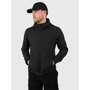 New Arrival Men Black Hooded Fleece Softshell <b>Jacket</b> Waterproof Zipper Closure Casual Outdoor Wear Winter Softshell <b>Jacket</b> - Product Image 4