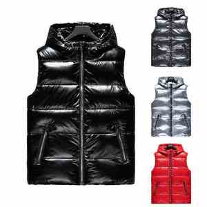 Chaleco Acolchado Brillante sin Mangas OEM 2026 para Invierno, Chaqueta con Logotipo Personalizado, Impermeable, Unisex, con Capucha - Product Image 1
