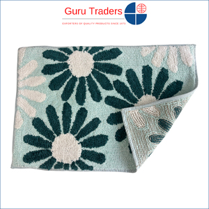 Tapis de bain rectangulaires en coton 100 % fabriqués à la machine, avec motif floral antidérapant, toucher doux, pour la maison et l'hôtellerie – Grande Vente - Product Image 3