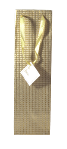 High Quality Personalized Wine Bag Embossed Printed Small Check Matching Satin Ribbon Handles Metallic Golden Base For Candles - Product Image 2