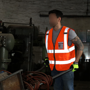 เสื้อกั๊กนิรภัยแบบเรืองแสง เทปสะท้อนแสงสำหรับงานจราจร ความปลอดภัยในคลังสินค้า ชุดป้องกันสำหรับเจ้าหน้าที่ปฏิบัติงาน - Product Image 6