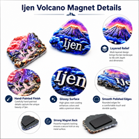 Souvenir de voyage d'Indonésie Ijen Magnétique de réfrigérateur en relief 3D
