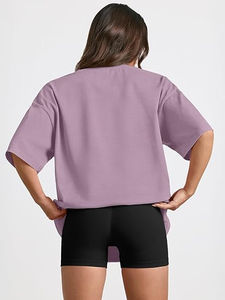 Camiseta de Lona para Mujer, Estilo Urbano, Corte Regular, Cuello Redondo, Manga Corta, Casual, Tallas Grandes, Transpirable, de Secado Rápido, Venta al Por Mayor - Product Image 4