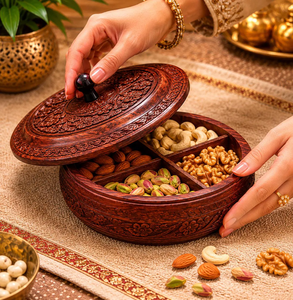 Royal Crafts Wood Candy Nuts <b>Box</b> Stylish Wood Dry Fruit Food <b>Container</b> For Coffee Table Decor Use - Product Image 6