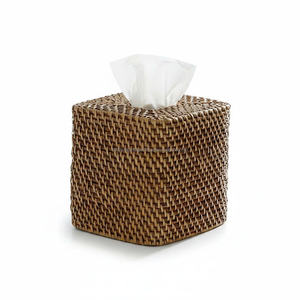 Boîte à mouchoirs en rotin tressé à la main, éco-responsable, style bohème, organiseur de papier décoratif pour hôtels, restaurants ou espaces de vie - Product Image 2