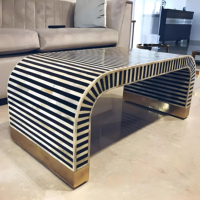 Table console incrustée d'os faite à la main style messine meubles élégants en laiton pour salon chambre ou décor d'hôtel