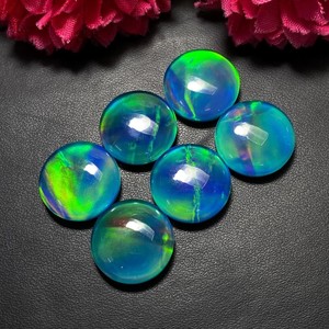 Offre Spéciale : Opale Aurora Synthétique Polie Ronde, Doublet Cabochon à Changement de Couleur, Multicolore, Pierre Libre pour la Fabrication de Bijoux - Product Image 2