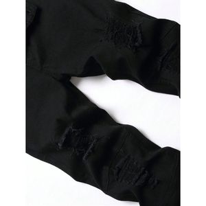 Jeans slim droits personnalisés pour hommes grandes tailles, en coton, séchage rapide, style vintage, taille mi-haute, déchirés, imprimés, décontractés, style urbain - Product Image 6