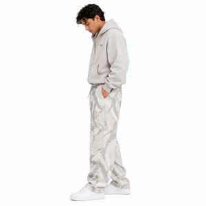 Pantalon de survêtement personnalisé en coton pour femme, taille élastique, coupe large, athlétique, ample, taille haute, évasé, pantalon pour homme - Product Image 1