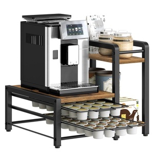 Estante de Almacenamiento de 2 Niveles con Cajón, Organizador de Cocina Ajustable de Acero al Carbono con Ganchos en Oferta - Product Image 6