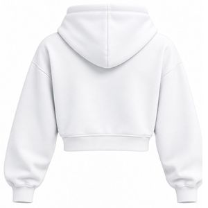 Sudadera con capucha corta para mujer al por mayor, con cremallera completa, manga larga, informal, personalizada, a la moda, estilo urbano, ropa exterior - Product Image 2