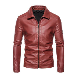 Chaqueta de Cuero Genuino para Hombre, Chaqueta de Cuero de Moda con Cierre para Invierno, Chaqueta de Cuero Casual para Hombre para Primavera y Otoño - Product Image 1