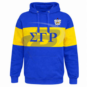 Sweat à capuche Sigma Gamma Rho Sorority bleu et jaune, hiver, avec broderie courte et passepoil, design imprimé, vêtements universitaires - Product Image 1