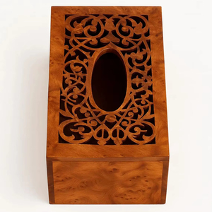 Decorative Cutwork Wooden Tissue Box Perfect <b>For</b> Tabletop Office <b>Desk</b> <b>Bedroom</b> Dining Table Settings And Gift Giving Idea - Product Image 1