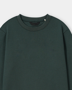 เสื้อสเวตเชิ้ตคอกลมผู้ชาย สีพื้น ผ้าถัก ทรงปกติ สวมใส่สบายๆ สำหรับฤดูใบไม้ร่วง สีเขียวเข้ม แขนยาว ผ้าฝ้าย 100% - Product Image 4