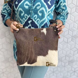 Sac à main élégant en cuir de vachette à poils, fait main, multi-usages, pour femme, idéal comme cadeau - Product Image 1