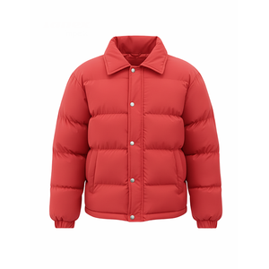 Chaqueta acolchada roja extragrande para hombre, abrigo de invierno cálido con cierre de botones a presión, abrigo acolchado grueso, ropa de calle informal - Product Image 1