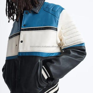 Blouson de moto en cuir véritable pour homme, personnalisé OEM, style vintage, uni, imperméable, respirant, col rond, pour l'extérieur - Product Image 5
