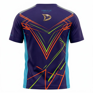 เสื้อพิคเคิลบอลแบบขายส่ง ดีไซน์สวยงาม สีม่วงมิดไนท์ ซีแยน ตาข่ายเนออน ลายพิมพ์แบบซับลิเมชั่น สำหรับอุตสาหกรรม Dravelle รับผลิตตามสั่งแบบ OEM - Product Image 3