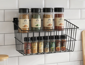<b>Wall</b> Mounted Metal <b>Wire</b> <b>Storage</b> Basket Rectangle Modern Design Hanging Multi Purpose Organizing <b>Rack</b> Stylish Home Accent - Product Image 4