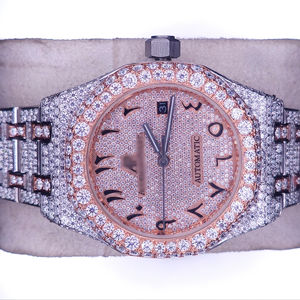 Reloj VVS Moissanite con Cristales que Pasan el Test de Diamantes, Reloj de Cuarzo Analógico de 5MM, Acero Inoxidable, Estilo Hip Hop de Lujo para Hombre - Product Image 1