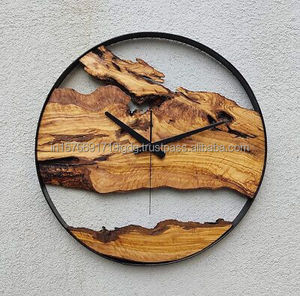 Natural Live Edge <b>Wooden</b> <b>Wall</b> <b>Clock</b>, Rustic Country Home Decor, Handmade Statement <b>Clock</b>, Wood <b>Wall</b> Art, Metal Frame - Product Image 3