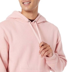 <b>Men's</b> <b>Pink</b> Hooded <b>Sweatshirt</b> Regular Fit Fleece Casual Autumn Wear Solid Color Long Sleeve Pocket Design Pullover <b>Men</b> Hoodies - Product Image 6