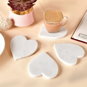 FAIZA CRAFT Custom Heart White Marble Coasters Hand Crafted Eco-Friendly Stocked Durable Smooth Finish Modern Luxury Kitchen - Product Image 6