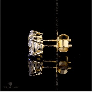 Boucles d'oreilles clous en diamant de laboratoire brillant, or jaune 18 carats, certifiées IGI, clarté VVS, pour femme, 4,00 CT, tendance, mariage/anniversaire - Product Image 3