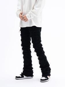 Wholesale Street Retro Raw Denim Yellow Clay Washed Old Slim Flare Straight ps Loose <b>Jeans</b> <b>for</b> <b>Men</b> Size Custom Leather pantatch - Product Image 5