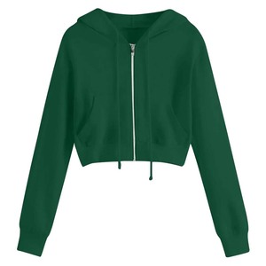 Sudadera Deportiva Corta para Niñas, Informal, de Manga Larga, con Cierre, Mezcla de Algodón, Suave, Transpirable y Cómoda, a la Moda - Product Image 2