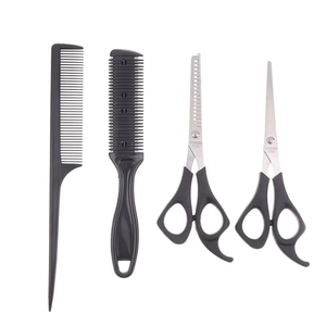 Ciseaux de coupe de cheveux professionnels de haute qualité avec ensemble de peignes, outils de coiffure multifonctionnels noirs pour usage domestique - Product Image 3