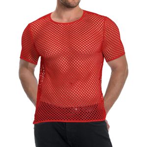 T-shirt à manches courtes en maille fine bleue, respirant, en polyester et élasthanne, anti-transpiration, flexible, couche de base pour le fitness, chemises en maille pour hommes - Product Image 4