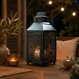 Radiant Silver Moroccan <b>Lantern</b> with Intricate Metal Filigree <b>Tealight</b> Candle Holder for Home Wedding Ramadan Decor - Product Image 5