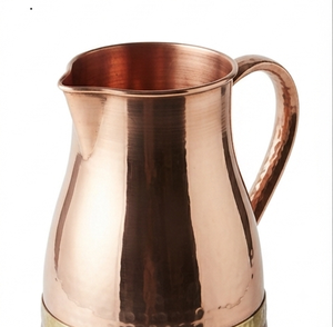 Carafe en cuivre martelé sur mesure de grande capacité, durable, avec poignée, style classique - Product Image 4