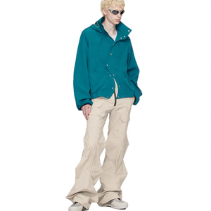 Pantalones de hombre impermeables de cintura media, de tejido grueso y denso, con estampado a cuadros, cálidos, de estructura tejida, de pierna ancha y frente liso, estilo casual. - Product Image 5