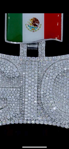 Colgante Personalizado Iced Out en Plata 925 con Baño de Rodio y Moissanita, Diseño de Bandera, Joyería de Lujo Audaz - Product Image 3