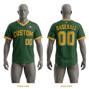 Camiseta de Béisbol Personalizada para Hombre, Manga Corta, Cuello en V, Rayas, Absorbe la Humedad, Corte Regular, para Adultos, Todas las Temporadas, Impresión Sublimada - Product Image 1