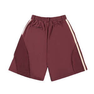 Pantalones Cortos Deportivos de Moda Casual para Hombre, Color Borgoña con Parches - Product Image 2