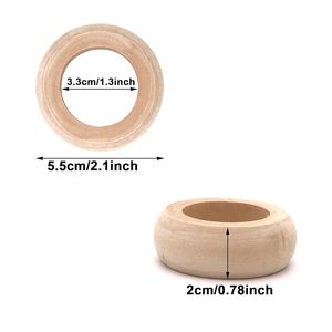 Anillo de Servilleta de Madera Ecológico Moderno sin Acabado, Decoración de Mesa, Anillo Artesanal Pintable Personalizado para Fiestas, Bodas, Vajilla de Hotel - Product Image 2
