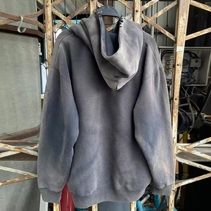 เสื้อฮู้ดซิปหน้าปักลายตามสั่ง ซับในผ้าฟลีซ ล้างสีแบบแอซิดวอช พร้อมโลโก้ด้านหน้า สไตล์สตรีทแวร์สำหรับผู้ชาย ผลิตจากผ้าฝ้าย 100% เป็นมิตรต่อสิ่งแวดล้อม รับผลิตแบบ OEM - Product Image 2