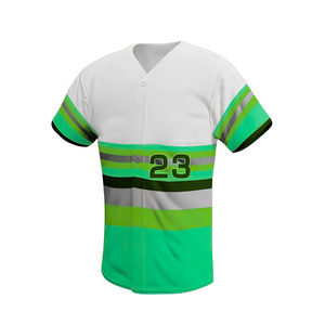 Ensemble de maillot de baseball rayé personnalisé blanc turquoise avec boutons et numéro 23, nouveau maillot de baseball Los Angeles brodé - Product Image 5
